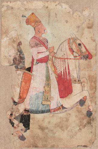 Prince on a horse with scarlet tassels