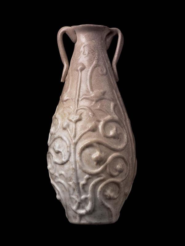 Bottle with floral scrolls and "floating" handles