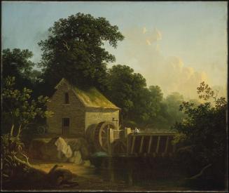 Landscape with Waterwheel and Boy Fishing