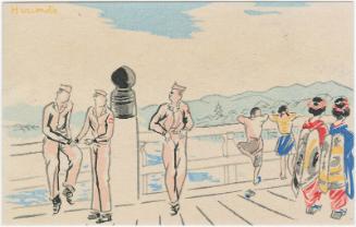 Sanjô Bridge in Kyoto (Kyoto Sanjô Ohashi), from the series Sketches of G.I. in New Japan (Amerika heitaisan to shin Nihon fûkei)