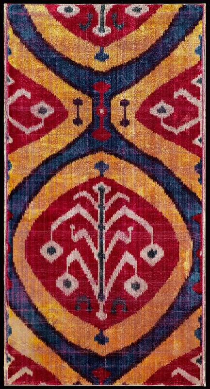 Ikat-dyed velvet panel