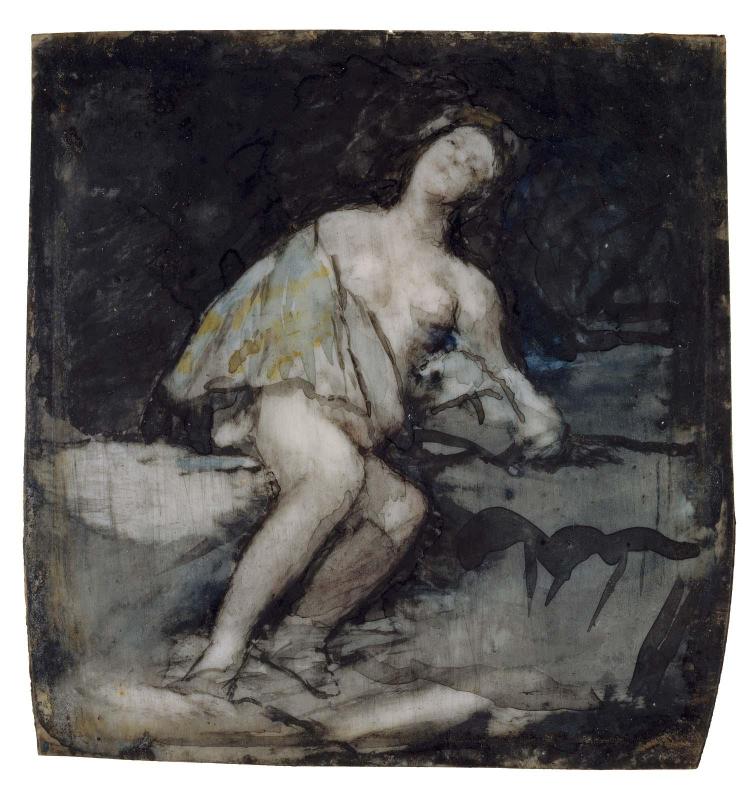 Nude Woman Reclining Against a Rock