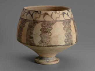 Footed bowl with bulls