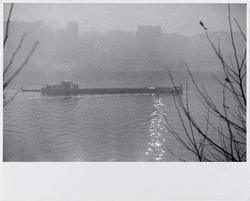 Paris.  A Peniche (Canal Boat) in the Fog
