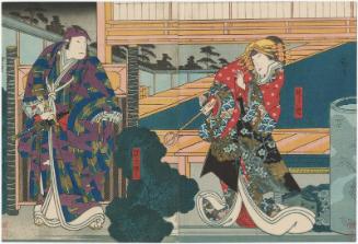 Actors Nakayama Nanshi II as Umegae (R) and Jitsukawa Enzaburô I as Kajiwara Genta (L)