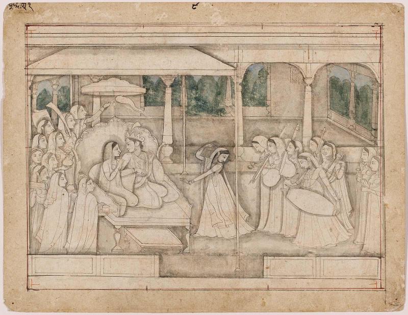Enthroned Couple Entertained by Musicians