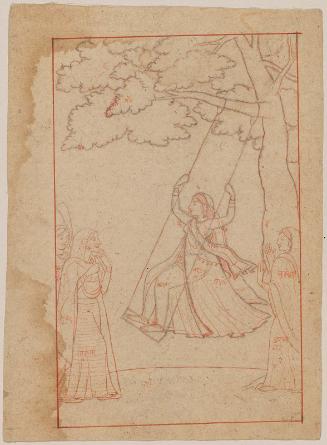 Recto: Woman swinging; Verso: Woman seated with musicians