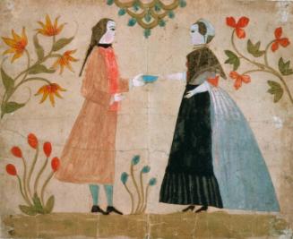 Celebrating Couple Among Flowers and Sprays