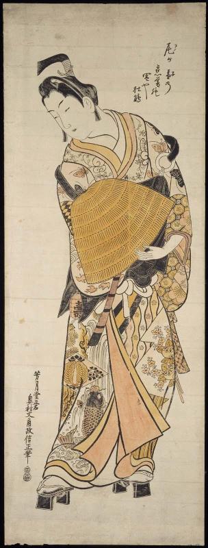 Actor Onoe Kikugorô as Soga no Gorô dressed as a Komusô