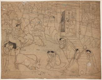 Gopis fetching water at Yamuna ghat