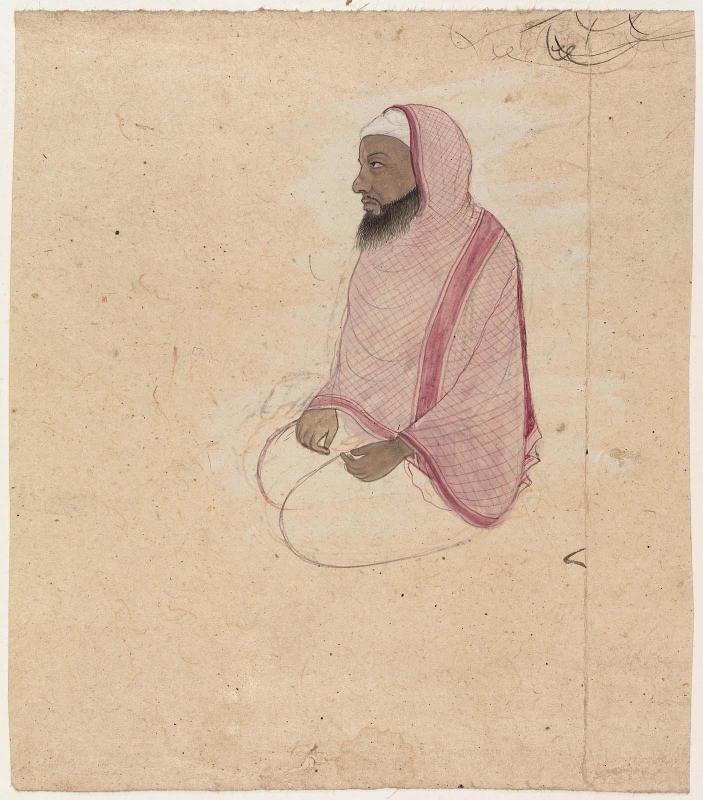 Recto: Sheik seated wearing a pink shawl; Verso: A man seated wearing a cap