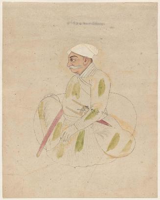 Ancestor portrait of Mian Gopal Singh of Guler seated