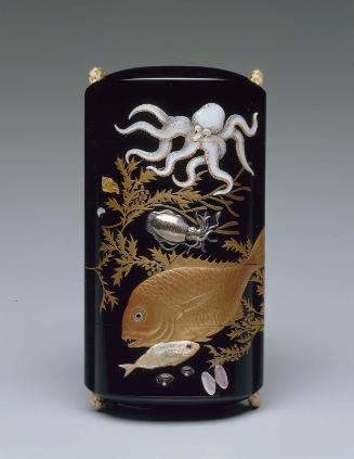 Four-case inro with sealife design