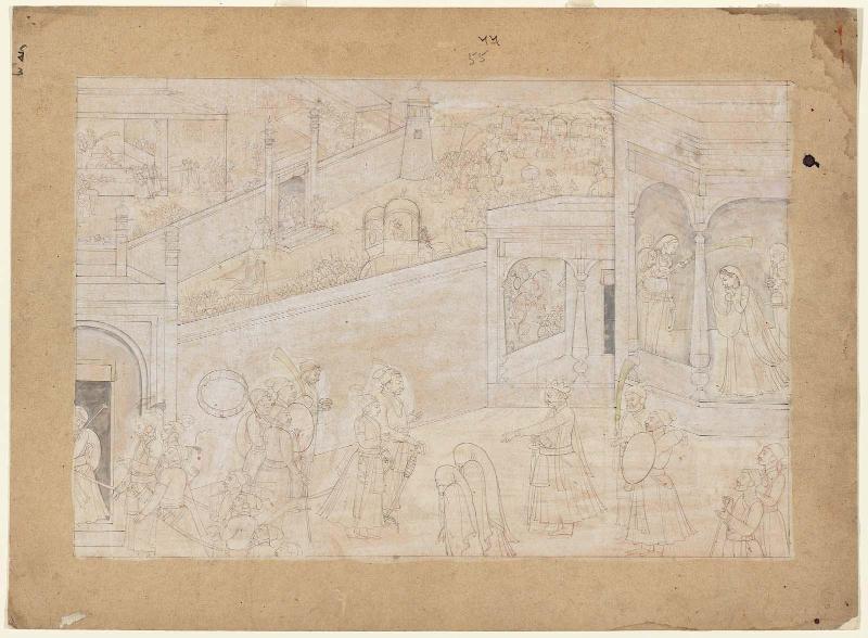 Bhima receives and congratulates Nala after the svayamvara