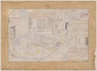 Entertainment of  Brahmans, from an unfinished Naishadhacarita series