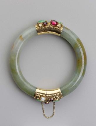 Jade bangle with gem-set decoration