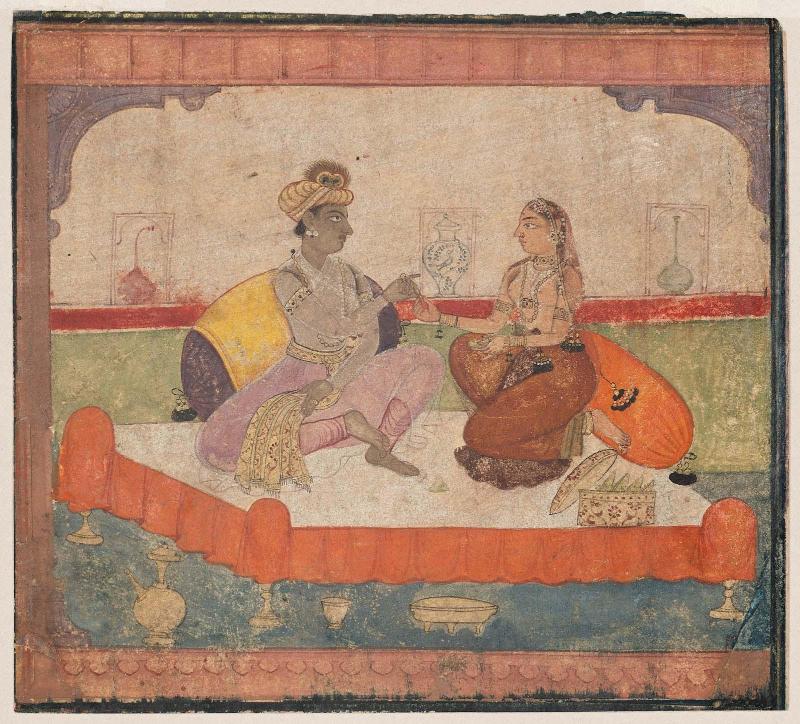Keshava Das's "Rasikapriya": Radha serves betel to Krishna