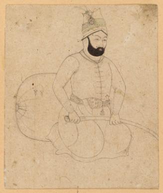 Portrait of Nadir Shah Seated Study of Horse head