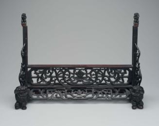 [One part of] Decorative screen with knotted cording on lacquered stand
