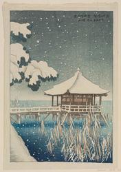 The Floating Hall of Katada (Katada no ukimido), from the series Eight Views of Ômi (Ômi hakkei no uchi)