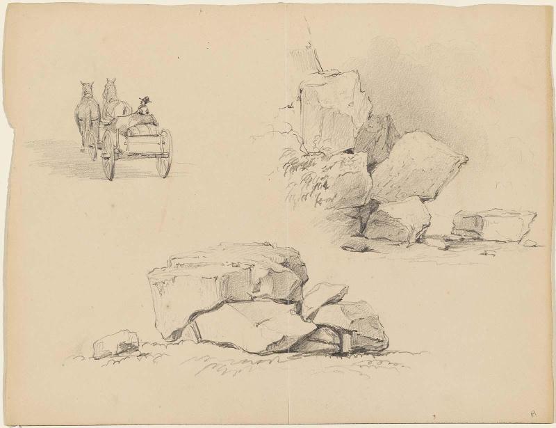 Boulders and a two horse wagon