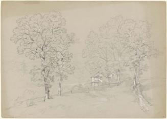 Landscape with houses and trees