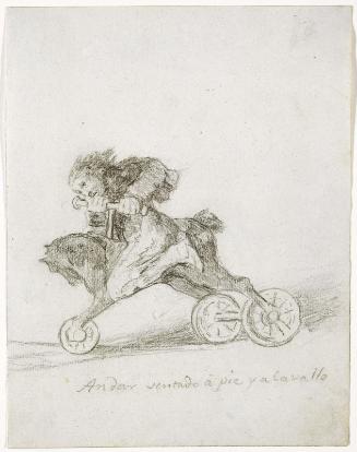 Andar sentado á pie y a Cavallo (To go along seated, on foot, and on horseback), Sheet 10 from Album G (Bordeaux Album I)