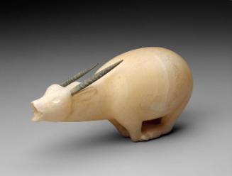 Vessel in the shape of a bound oryx