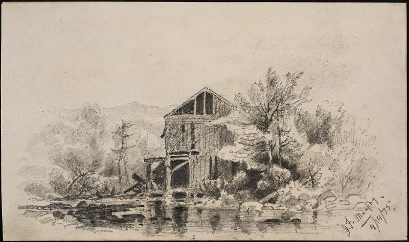Mill or Barn by a Stream