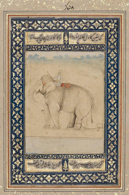 Album page with elephant and mahout