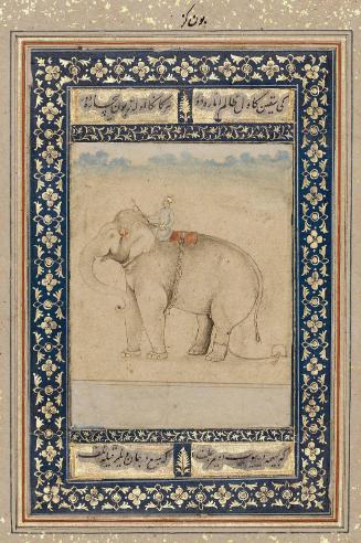 Album page with elephant and mahout
