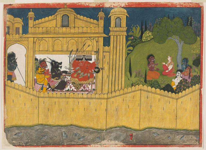 Ravana with his Ministers; Sita in the Asoka Grove