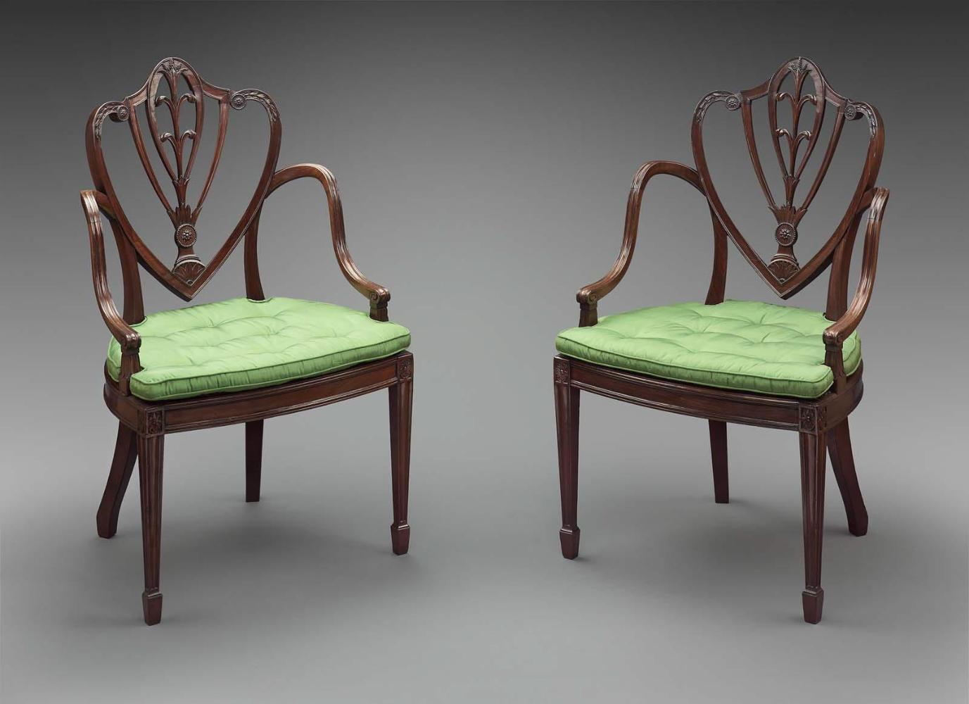 Pair of heart-back armchairs