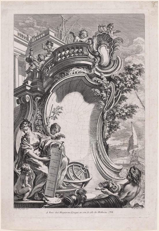 Title page for "Oeuvre de Juste-Aurèle Meissonnier" (Paris: Huquier, about 1750)