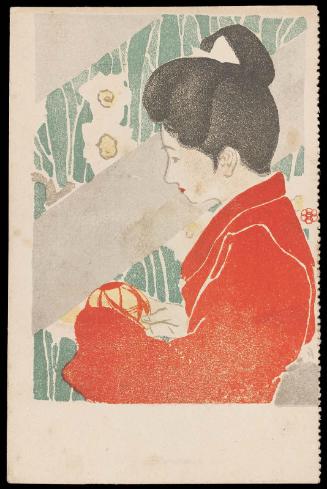 Woman with Ball and Narcissus Background from Joshi bundan