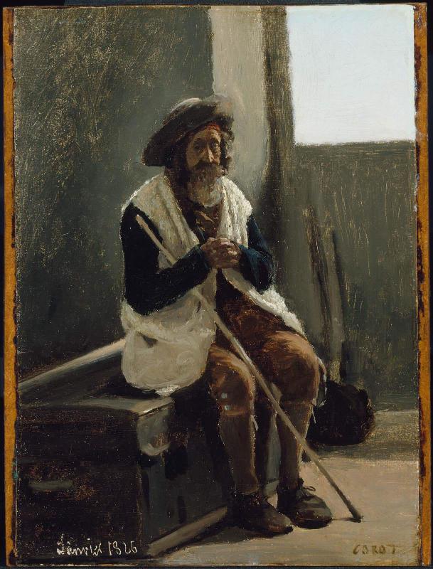 Old Man Seated on a Trunk