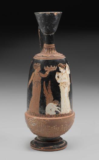 Eros lacing the sandals of the bride