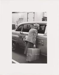 New York (Woman in Checkered Suit Leaning into Checker Cab)