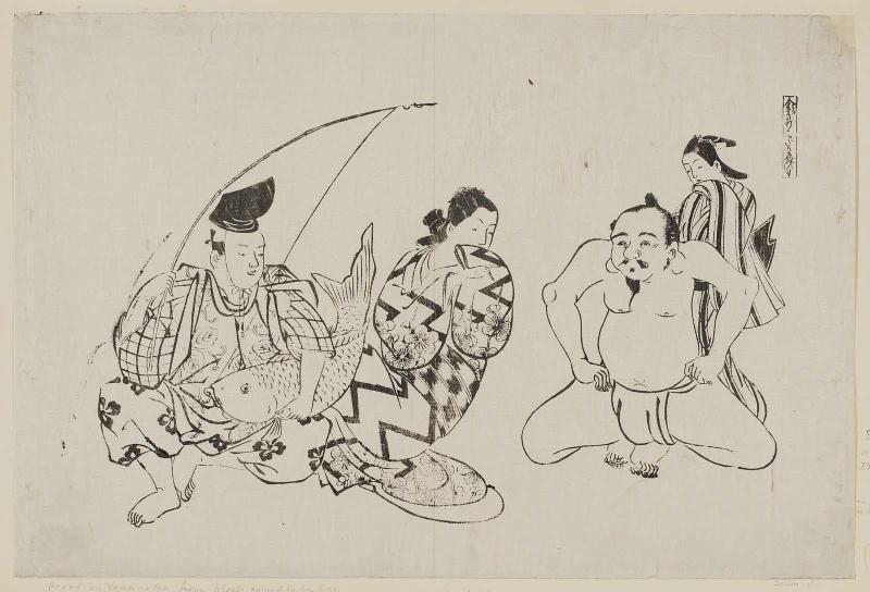 Ebisu Loses His Clothes (Hana ni utsu hadaka Ebisu), from an untitled series of the Seven Gods of Good Fortune in the pleasure quarters
