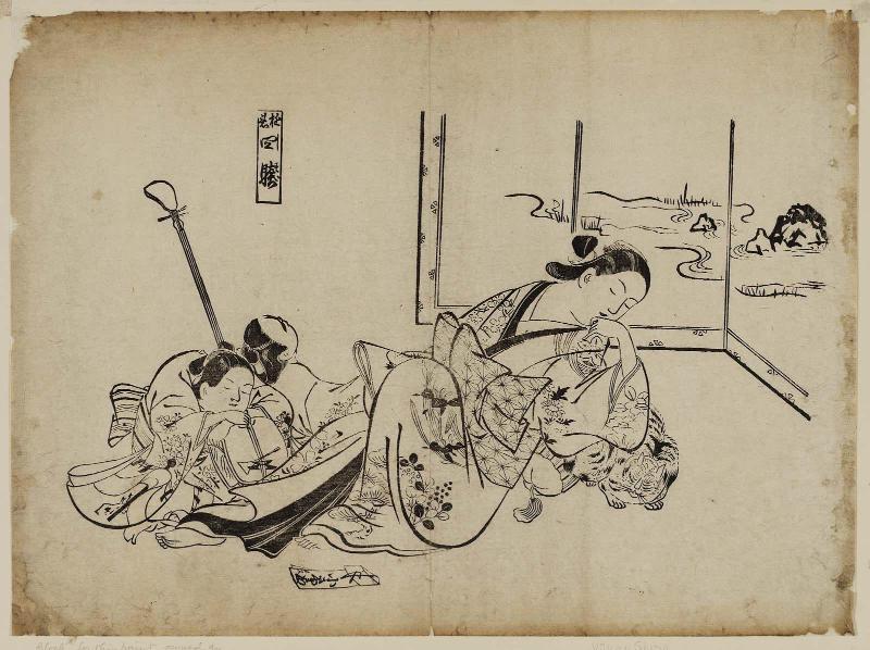 Courtesans Imitating the Four Sleepers (Yûkun shisui), from a set of courtesan parodies