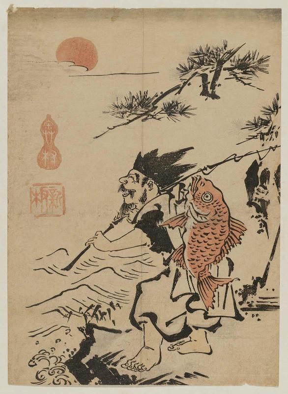 Ebisu with a Fishing Pole and Sea Bream