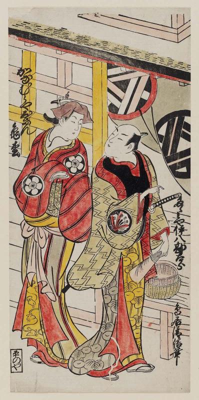 Actors Sanjô Kantarô II as Tatamiya Ihachi and Yamashita Kamematsu II as Kanamuraya Osan