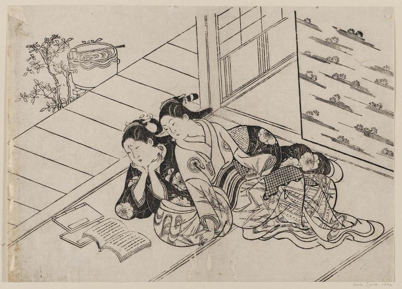 Two Women Reading a Book, from the album Fude no Umi (A Sea of Brushwork)