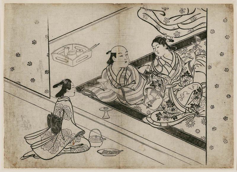 Courtesan Playing Shamisen for Guest, from the album Fude no Yama (A Mountain of Brushwork)