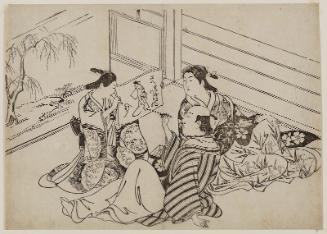 Man Drawing a Letter-picture (Moji-e) of a Courtesan
