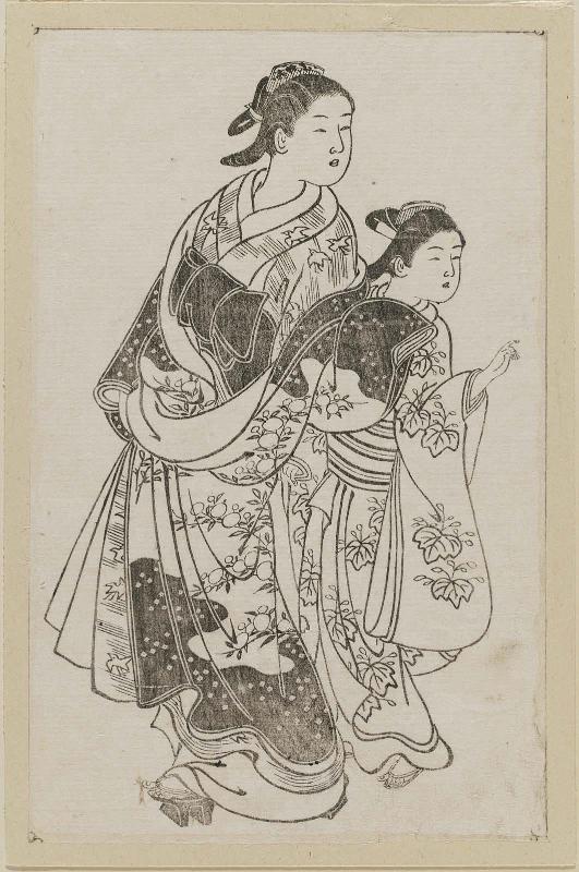 Courtesan and Kamuro, from the book Ehon Asakayama