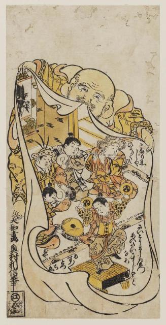 Hotei Holding a Bag with Chinese Children Inside