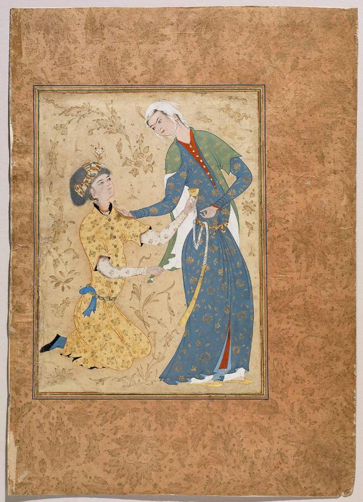 A Young Man Offering a Cup of Wine to a Girl