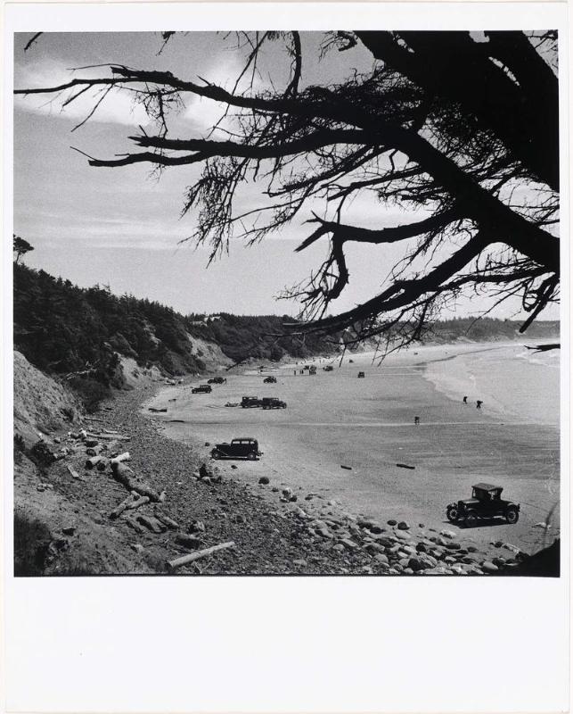 Automobiles Parked at a Beach. Oregon, 1934