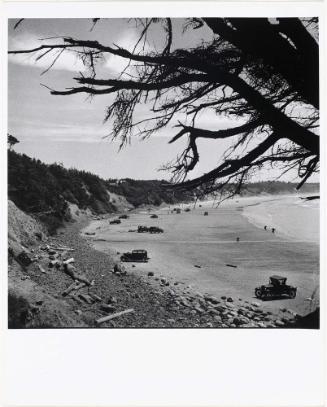 Automobiles Parked at a Beach. Oregon, 1934